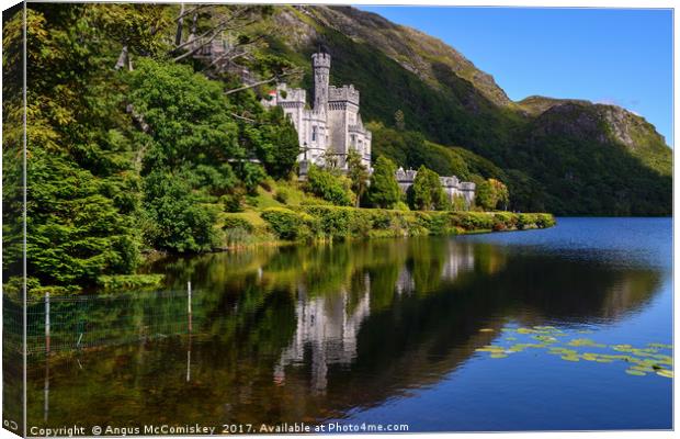 Kylemore Abbey reflections, County Galway Canvas Print by Angus McComiskey