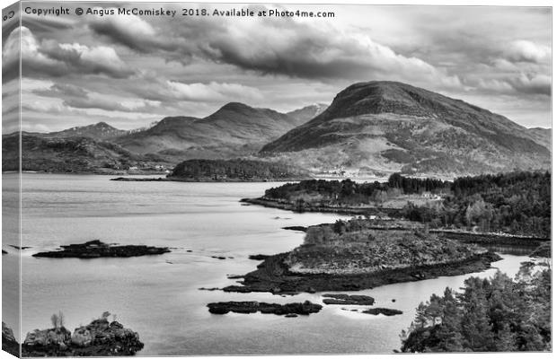 View across Loch Shieldaig mono Canvas Print by Angus McComiskey