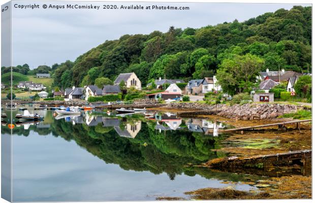 Tayvallich village reflections Canvas Print by Angus McComiskey