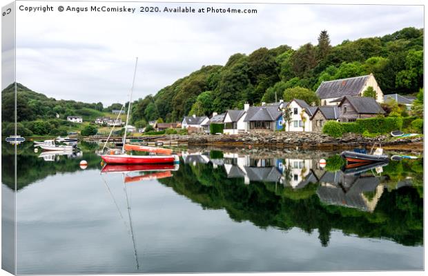 Early morning reflections Tayvallich Canvas Print by Angus McComiskey