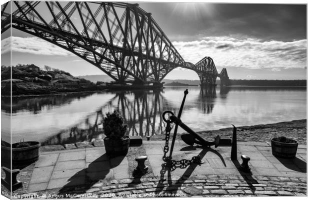 North Queensferry harbour mono Canvas Print by Angus McComiskey