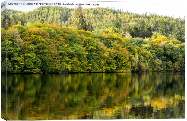 Autumn reflections on Loch Faskally Canvas Print by Angus McComiskey