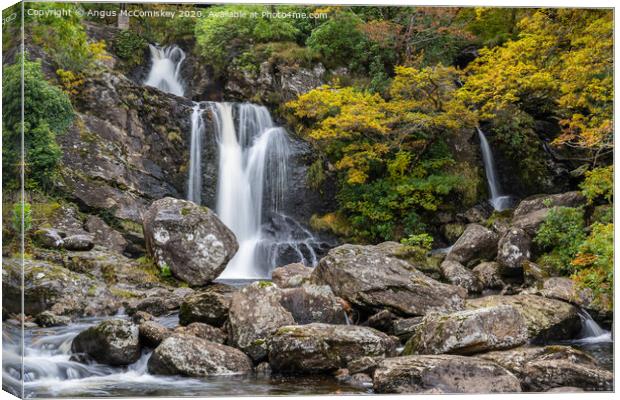 Inversnaid Falls in autumn Canvas Print by Angus McComiskey