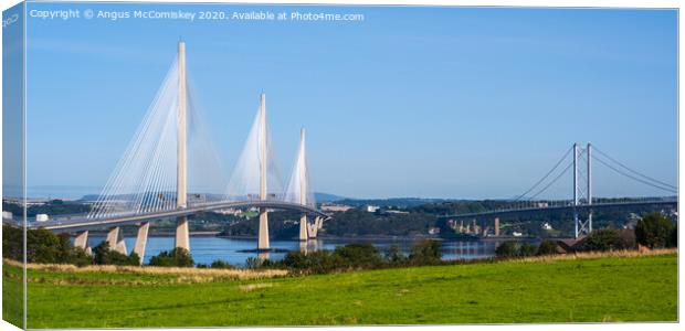 Queensferry Crossing and Forth Road Bridge Canvas Print by Angus McComiskey