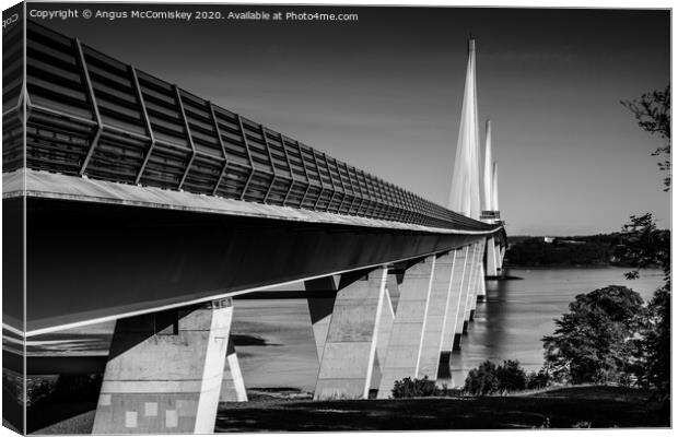 Low-level view of Queensferry Crossing mono Canvas Print by Angus McComiskey