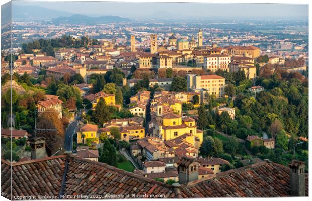 Across the rooftops – Bergamo, Lombardy Canvas Print by Angus McComiskey