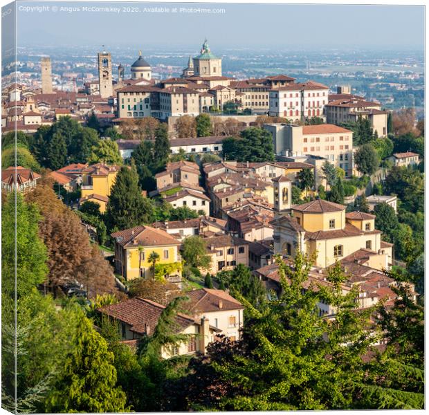 View across Bergamo Citta Alta (upper town) Canvas Print by Angus McComiskey