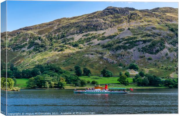 Lake steamer “Lady of the Lake” on Ullswater Canvas Print by Angus McComiskey