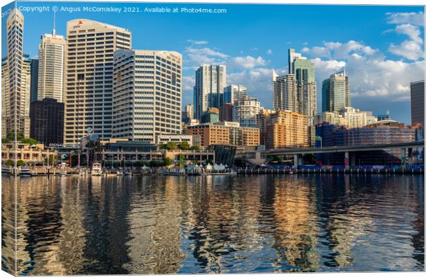 Darling harbour at sundown Canvas Print by Angus McComiskey