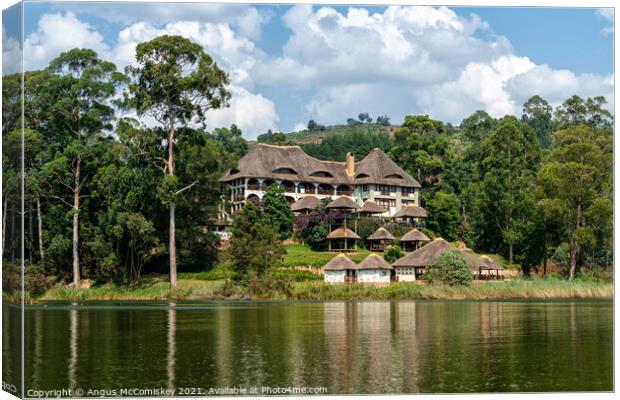 Birdnest Resort on Lake Bunyonyi, Uganda Canvas Print by Angus McComiskey