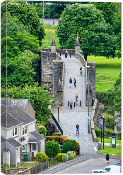 Pedestrians on Old Stirling Bridge Canvas Print by Angus McComiskey