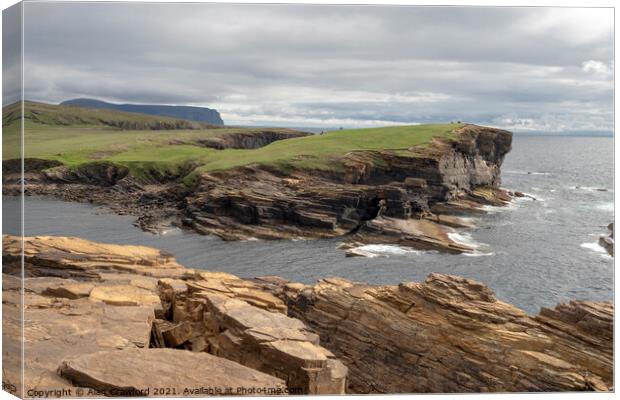 Cliffs at Yesnaby, Orkney Canvas Print by Alan Crawford