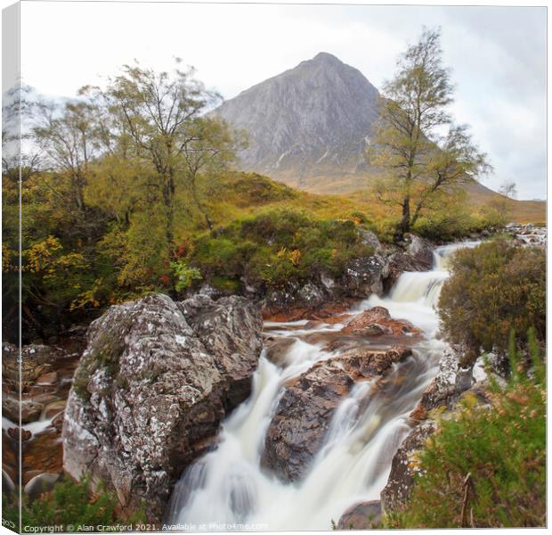 Buachaille Etive Mor at Glencoe in Scotland Canvas Print by Alan Crawford