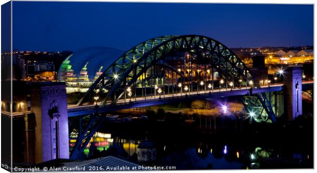 Tyne Bridge at Night Canvas Print by Alan Crawford