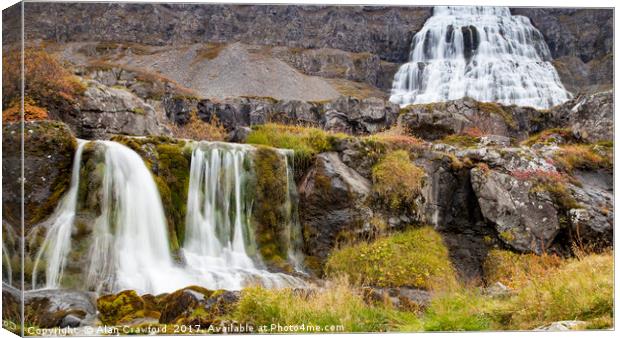 Dynjandi (Fjallfoss) waterfall, Iceland Canvas Print by Alan Crawford