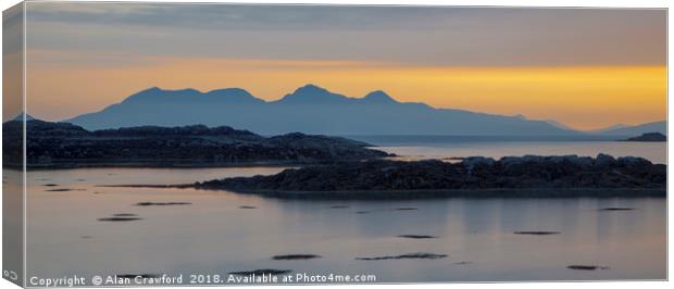 Sunset over the Isle of Rum Canvas Print by Alan Crawford
