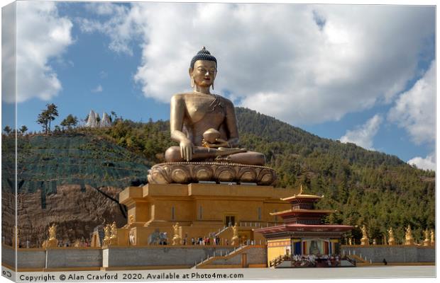 Buddha Dordenma statue, Bhutan Canvas Print by Alan Crawford