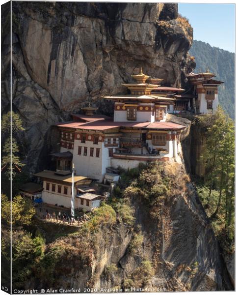 Taktsang Buddhist Monastery, Bhutan Canvas Print by Alan Crawford