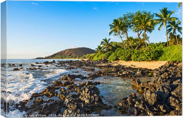 An unamed cove with a small strip of perfectly san Canvas Print by Jamie Pham