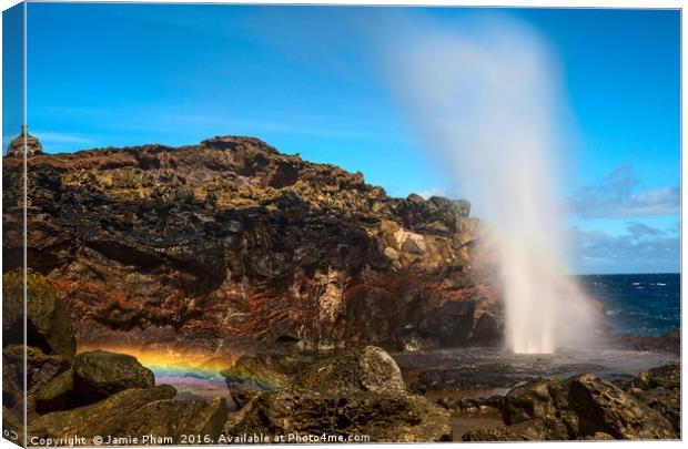 The eruption of Nakalele Blowhole in Maui. Canvas Print by Jamie Pham