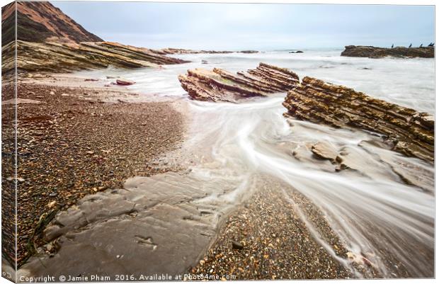 The jagged rocks and cliffs of Montana de Oro Stat Canvas Print by Jamie Pham