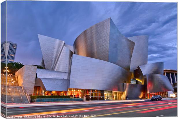 Sunset at the Walt Disney Concert Hall in Downtown Canvas Print by Jamie Pham