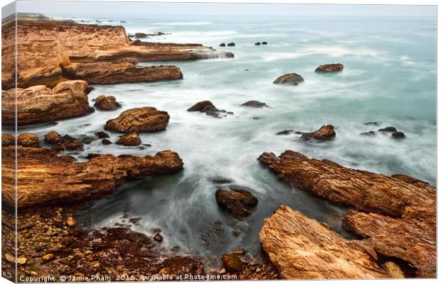The jagged rocks and cliffs of Montana de Oro Stat Canvas Print by Jamie Pham