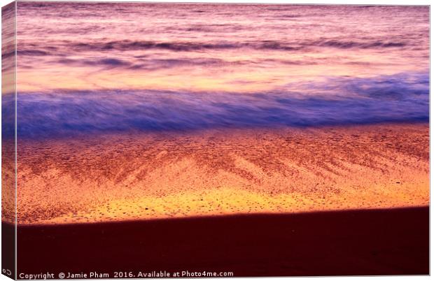 Close up of waves rolling in during sunset. Canvas Print by Jamie Pham