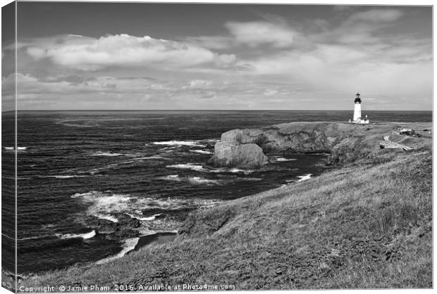 Panorama of Yaquina Lighthouse. Canvas Print by Jamie Pham