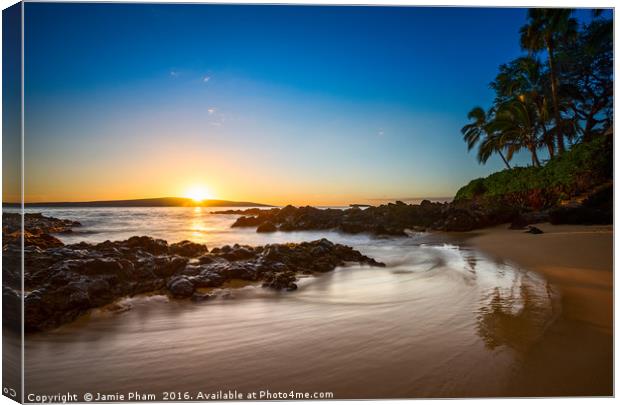 Beautiful and secluded Secret Beach in Maui, Hawai Canvas Print by Jamie Pham