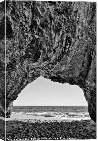 View of the natural tunnel of Hole in the Wall Bea Canvas Print by Jamie Pham
