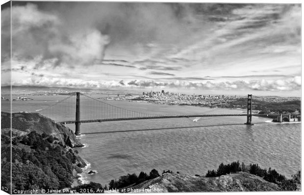 The world famous Golden Gate Bridge in San Francis Canvas Print by Jamie Pham