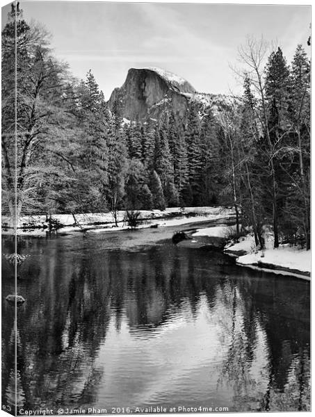 Dramatic winter view of Half Dome. Canvas Print by Jamie Pham