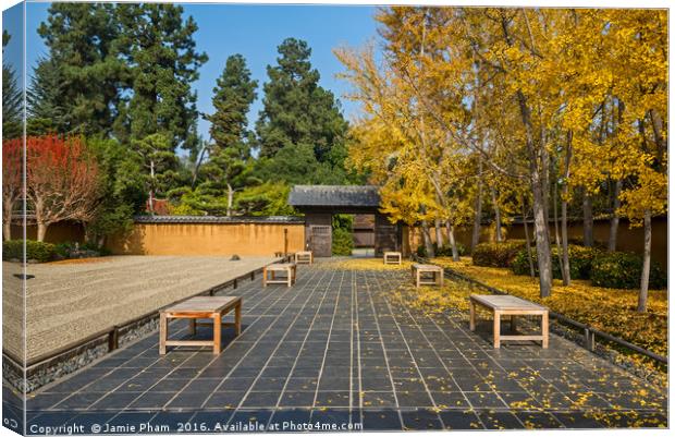 The beautiful fall colors of the Japanese Gardens Canvas Print by Jamie Pham