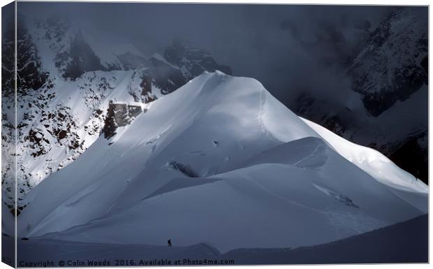 Lone climbers in the French Alps Canvas Print by Colin Woods