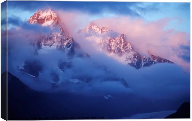 Clearing clouds on the Aiguille de Chardonnet Canvas Print by Colin Woods