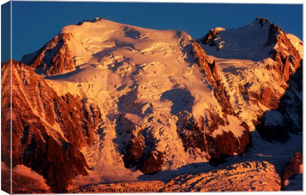 Sunset light on Mont Blanc du Tacul Canvas Print by Colin Woods