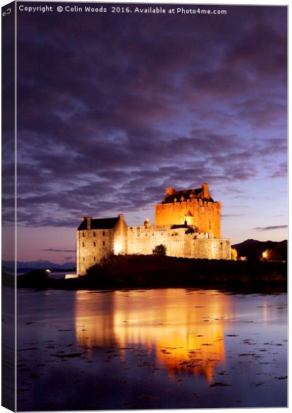 Eilean Donan Castle at Night Canvas Print by Colin Woods