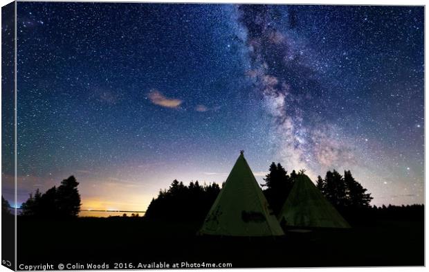 Wigwams under the Night Sky Canvas Print by Colin Woods