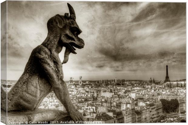 Paris City View from Notre Dame de Paris Canvas Print by Colin Woods