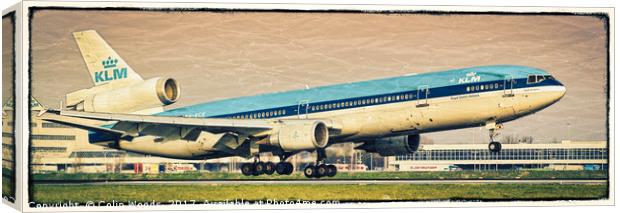 A KLM McDonnell Douglas MD-11 landing at Schiphol  Canvas Print by Colin Woods