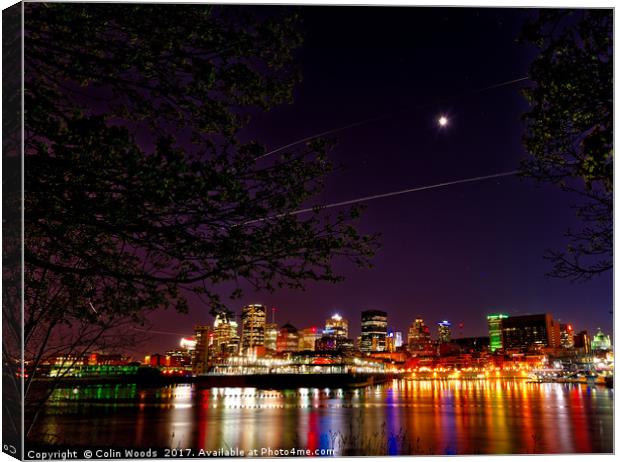 Montreal Vieux Port at Night  Canvas Print by Colin Woods