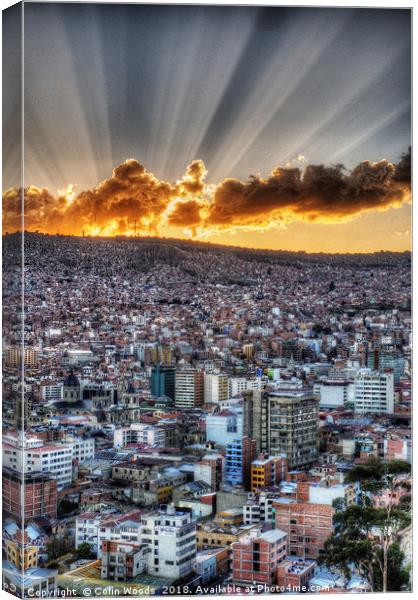 A dramatic sunset over La Paz Bolivia Canvas Print by Colin Woods