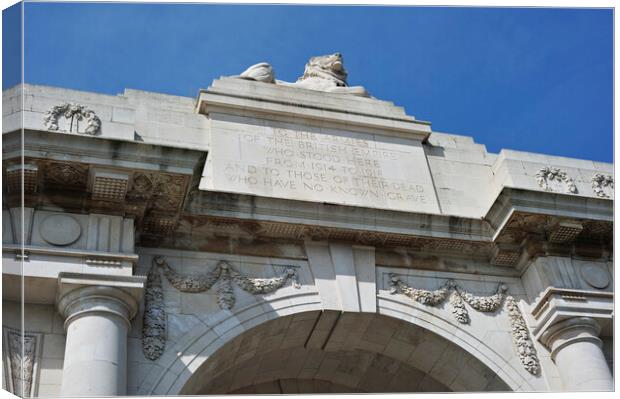 Menin Gate World War One Memorial, Ypres Canvas Print by Arterra 