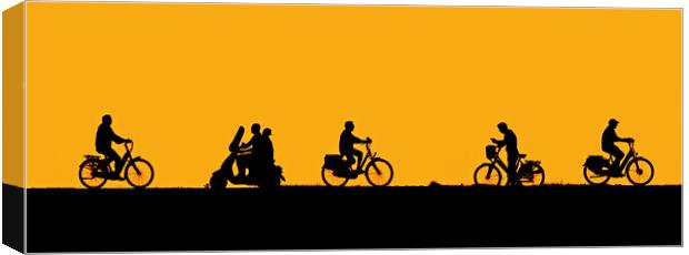Bicycles and Scooter at Sunset Canvas Print by Arterra 