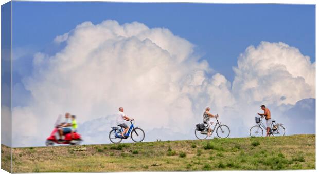 Cyclists and Thunderstorm Canvas Print by Arterra 