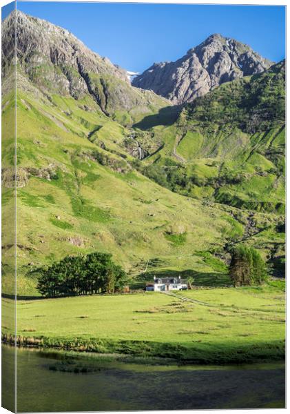 Achnambeithach Cottage in Glen Coe, Scotland Canvas Print by Arterra 