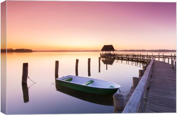 Jetty and Boat at Sunrise Canvas Print by Arterra 