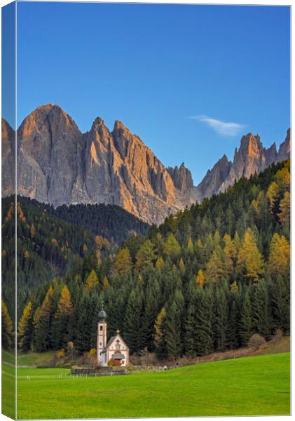 Val di Funes in Autumn, Dolomites Canvas Print by Arterra 