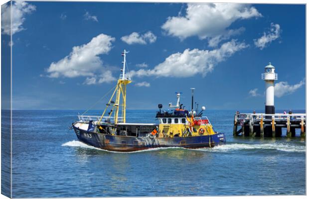 Shrimper Leaving Harbour Canvas Print by Arterra 